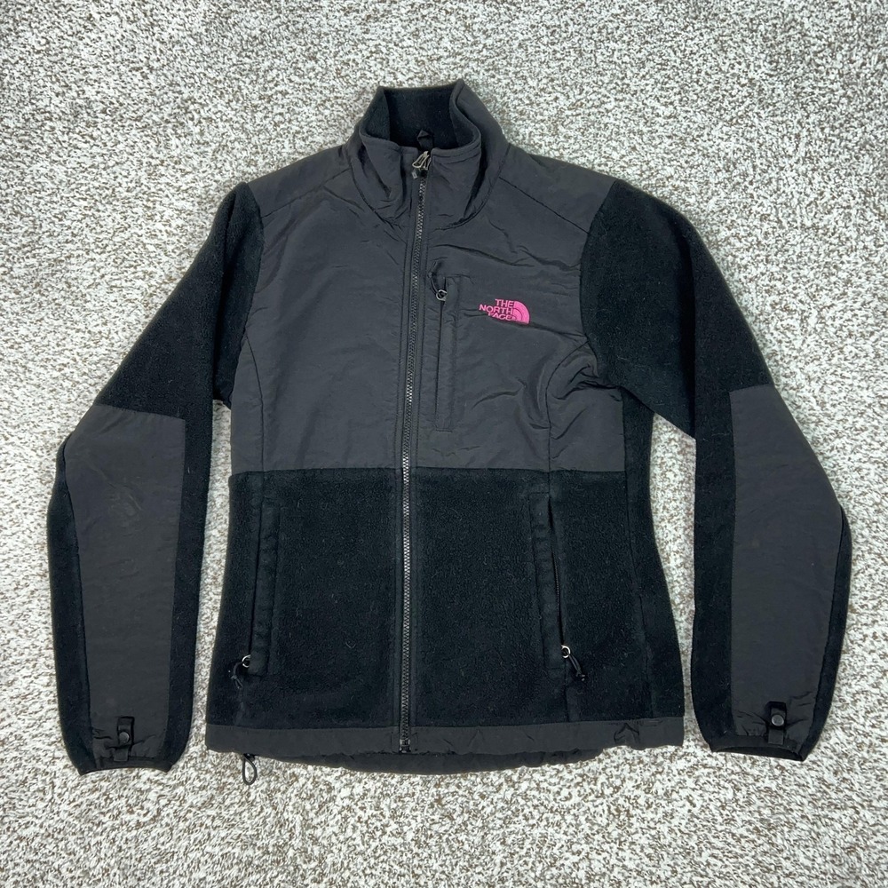 North‎ Face Jacket Womens Small Black Fleece Pink Logo Denali Breast Cancer Gorp